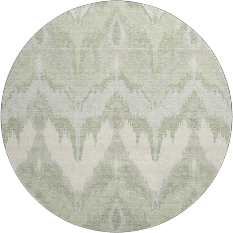 Premium Machine Washable Prisco Aloe Rug, Round 8'