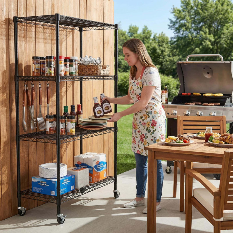 4-Tier Adjustable Heavy-Duty Wire Shelving Units - Rust-Resistant Metal Storage Racks For Kitchen, Garage, Bathroom & Pantry (35.43" D X 17.72" W X 66.54" H)