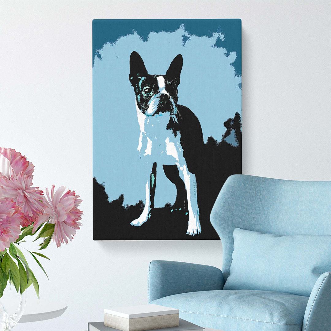 Boston Terrier Dog in Abstract - Wrapped Canvas
