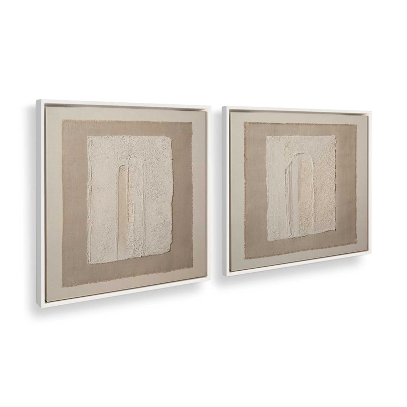 Ensemble de 2 impressions silencieuses, 16 po x 16 po, Cadre flottant blanc opaque