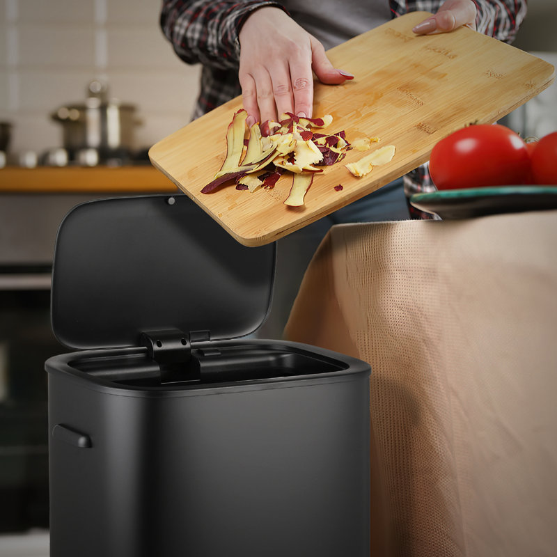 Black 14.5-Gallon Touchless Stainless Steel Automatic Trash Can