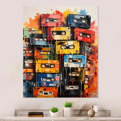 Popart Cassette Tapes VI - Cassette Tapes, art mural en métal