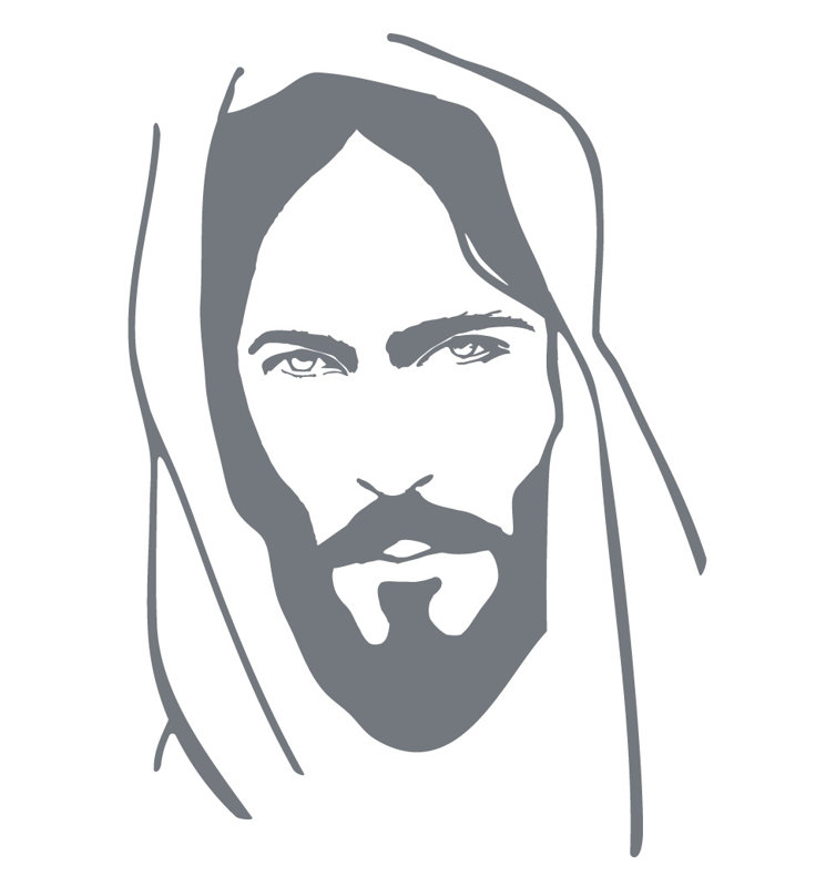 Décalcomanie murale face of jesus, H 48 po x l 33 po x P 0,01 po, Gris orage