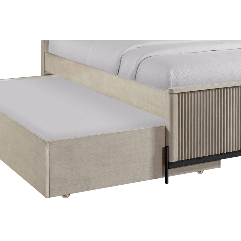 Lit gigogne double au dessus d'un lit simple - Taupe