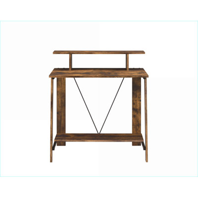 Bureaux d'écriture, chêne industriel moderne patiné et amp; Finition noire avec 2 tiroirs, ports USB / prises | Chêne | Bois synthétique