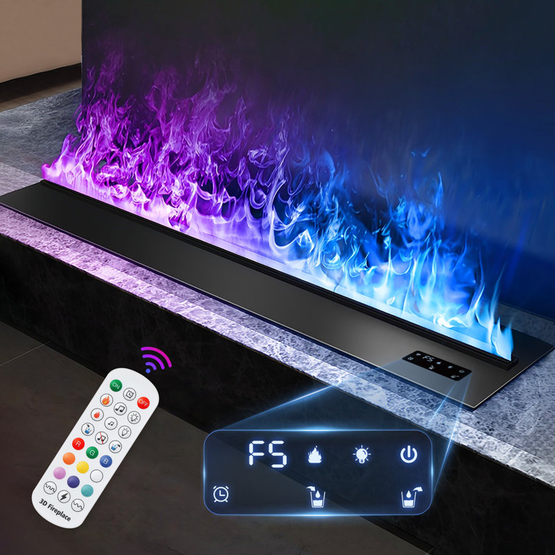 Electric Fireplace 3D Water Vapour Fireplace Recessed Multicolour Realistic Atomized Flame, with Water and Remote Control Electric Steam Fireplace Stove