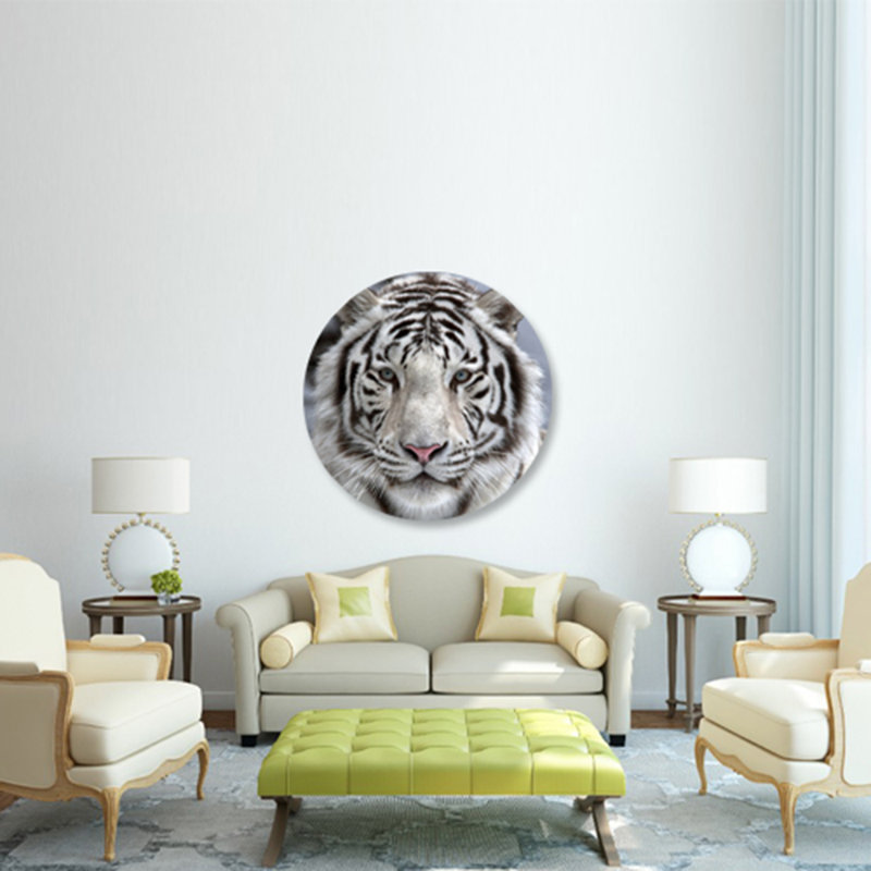 Tigre blanc à vue - Photographie sans cadre sur papier, H 24 po x l 24 po x P 1,5 po