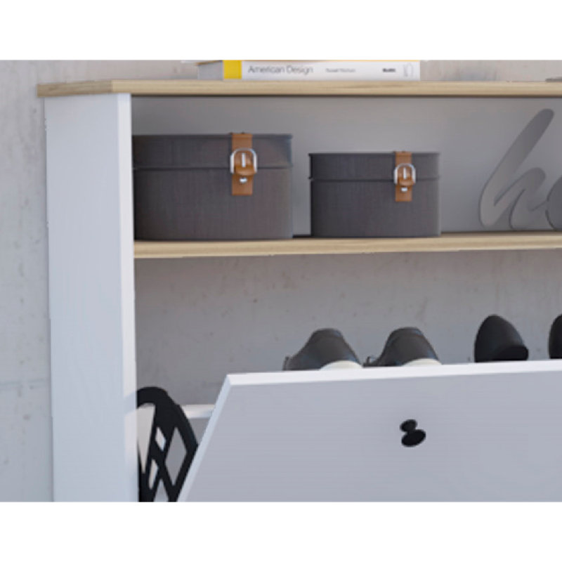 Range-chaussures Calgary 1 tablette supérieure ouverte 2 tablettes extensibles chêne clair
