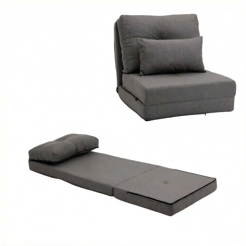 Convertible Floor Sofa Bed with Adjustable Backrest and Removable Pillows