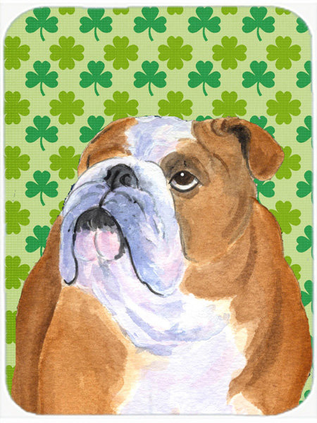 Planche à découper en verre portrait saint-valentin caroline english bouledogue st. patrick Shamrock Lucky Irish