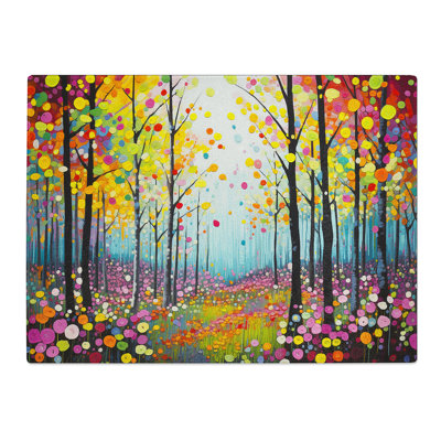 Spring Forest Pop Art  Glass Chopping Board