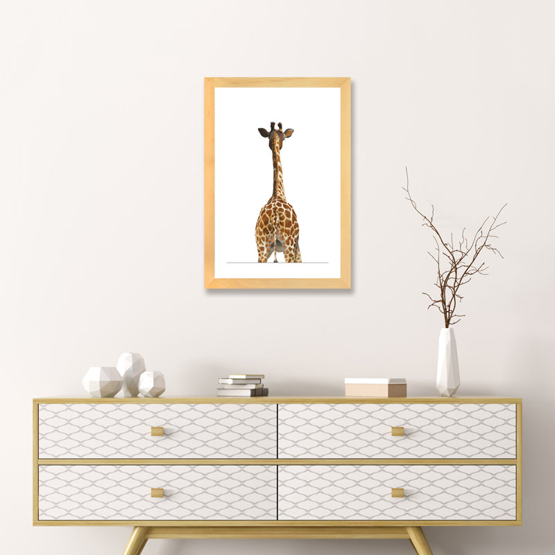 Art girafe bout à bout, H 24 po x l 16 po x P 1 po, Papier encadré naturel