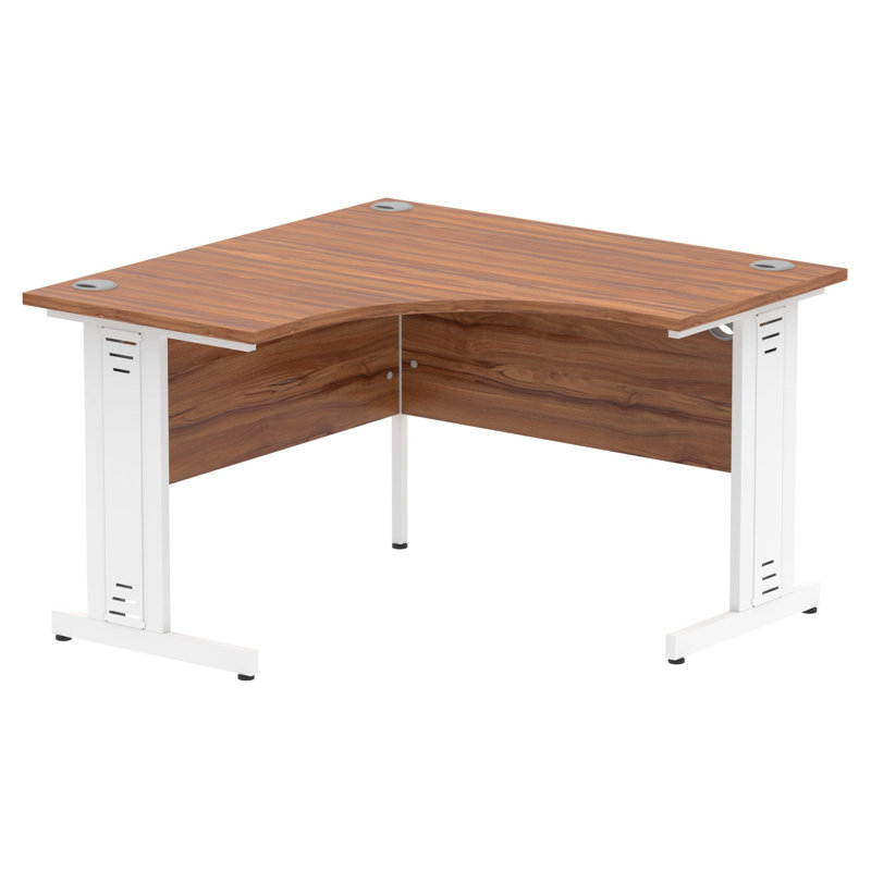 Tibay Steel Computer Desk, White, Walnut
