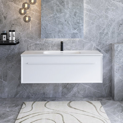 Meuble-lavabo simple 47,24 po avec surface solide Sianney
