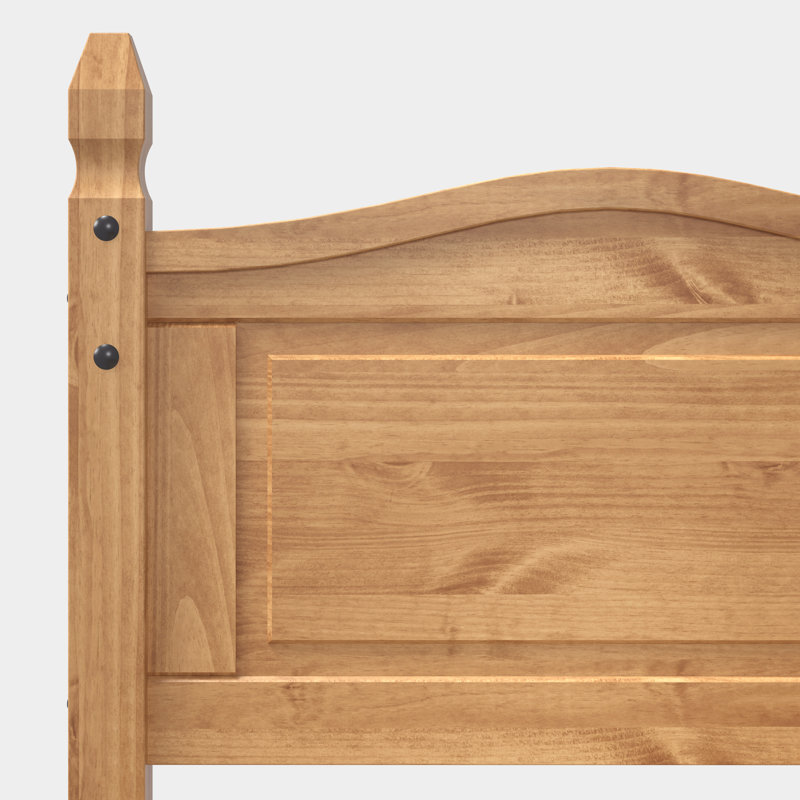 Alcott Hill Farmhouse Solid Wood Platform Bed Frame with Headboard, Rustic Pinewood Panel Bed with Chunky Sturdy Posts, No Box Spring Required