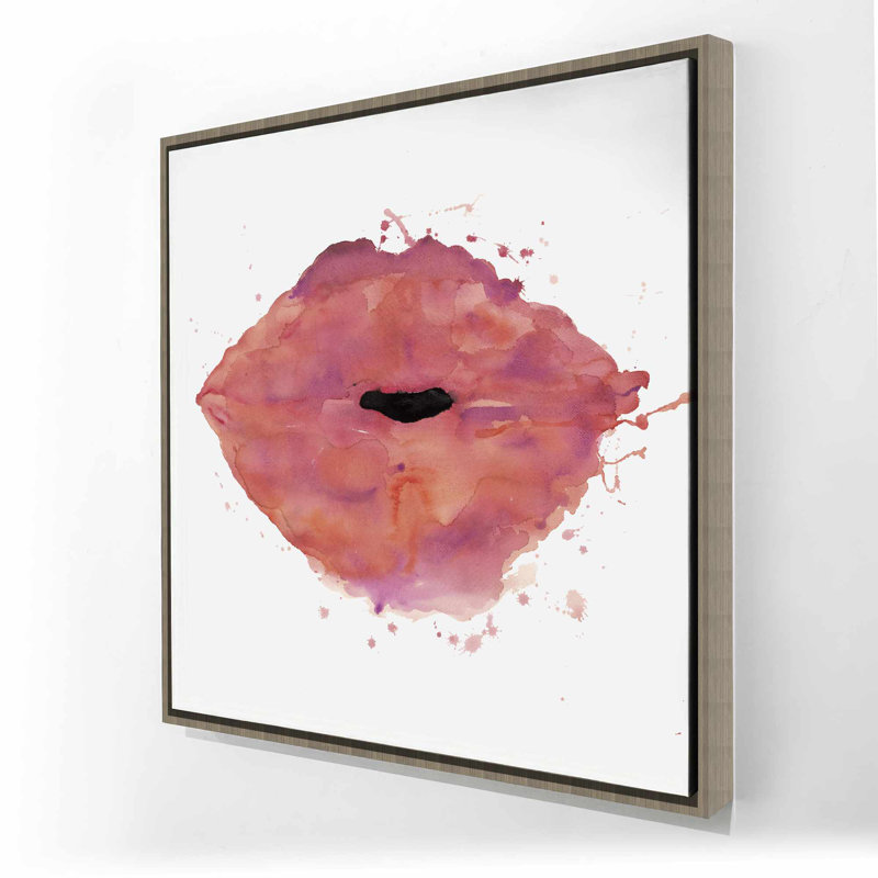 Toile rouge à lèvres aquarelle | Décoration murale beauté pour chambre à coucher