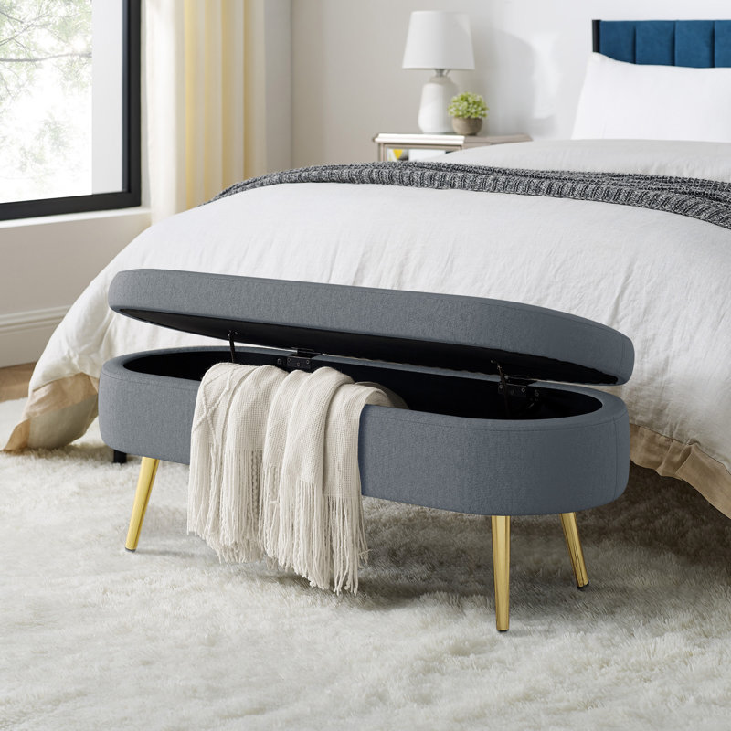 Banc de rangement repose-pieds ovale, Gris foncé, Gris foncé