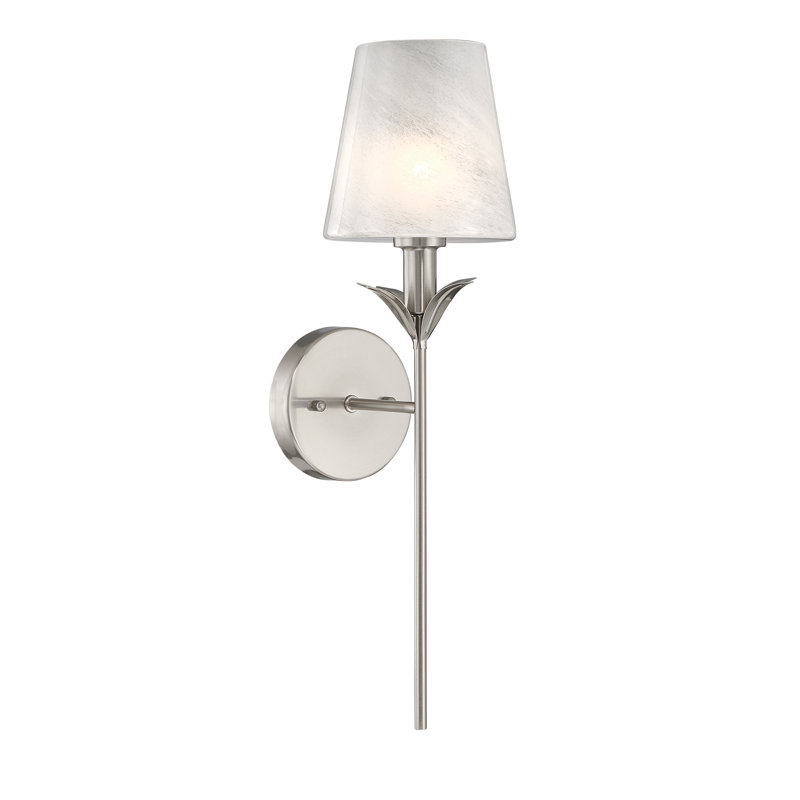Mara 1-Light Steel Brass Dimmable Petal Arm Wallchiere Wall Sconces, Brushed Nickel