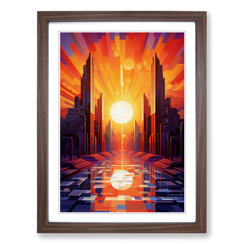 Single Picture Frame Print on Wood, 34cm H x 25cm W, Walnut Framed