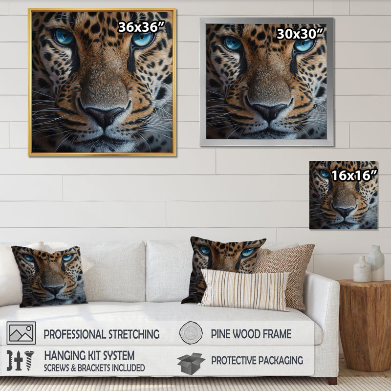Jaguar's Gaze II sur impression sur toile, Cadre flottant noir, H 36 po x l 36 po