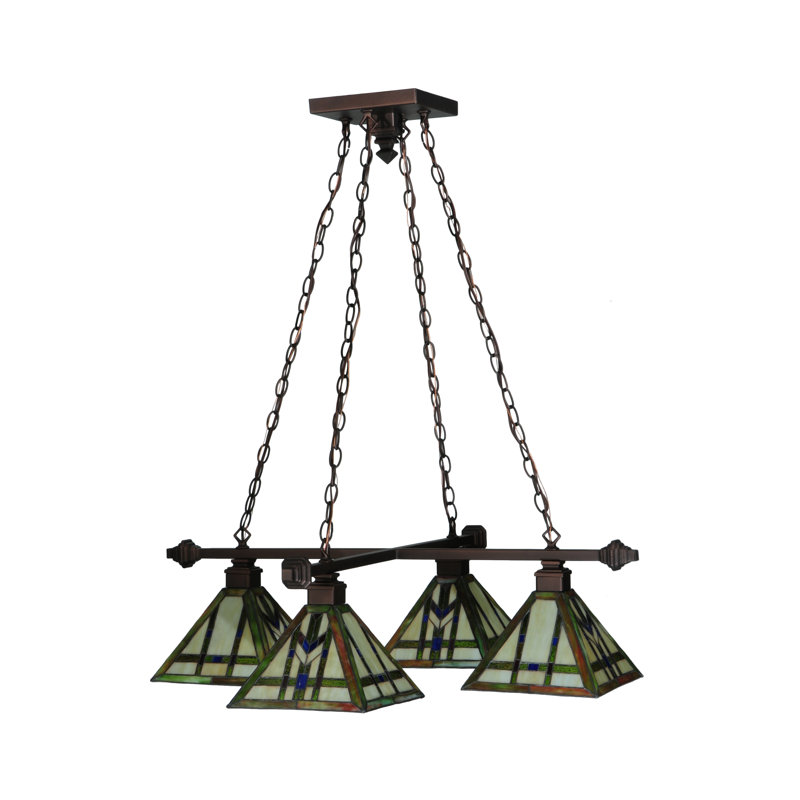 Prairie Wheat 4-Light Chandelier with Multi-Colored Glass