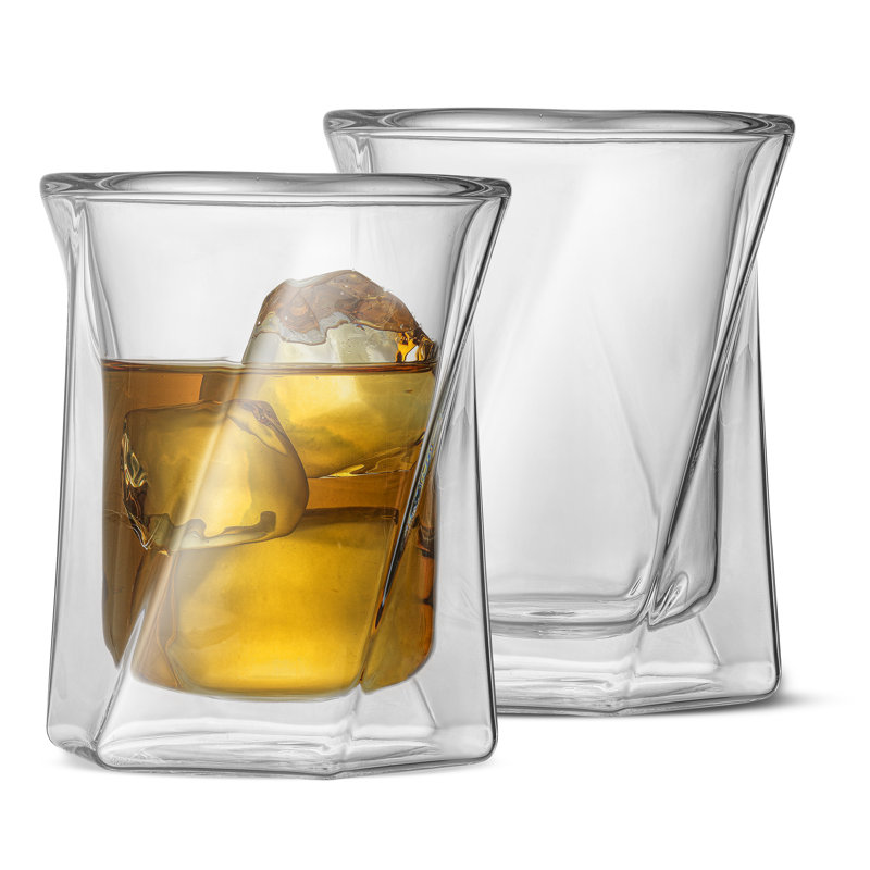 JoyJolt Lacey Double Wall Whiskey Glass, 10oz