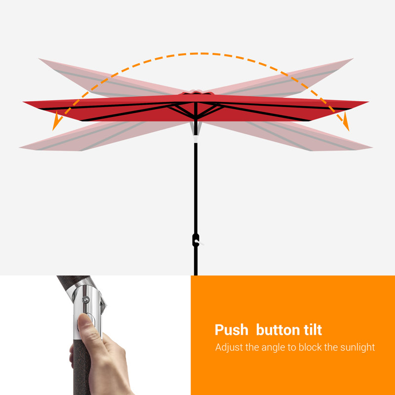 Parasol de marché rectangulaire 120 po x 78 po Donyea, Rouge