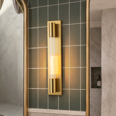 Flush Mounted Ribbed Glass Wall Sconce