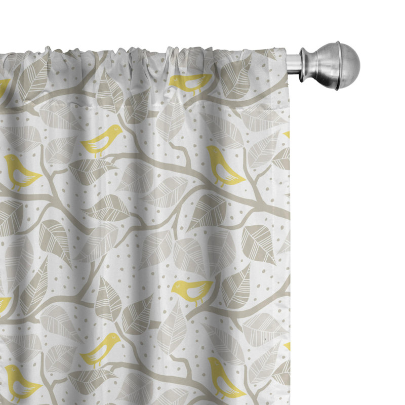Birds Floral Semi-Sheer Rod Pocket Sliding Panel, 28" x 63"