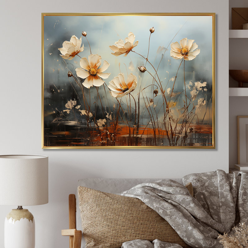 «Moody Flower Meadows II», reproduction sur toile, H 24 po x l 32 po x P 1,5 po, Cadre flottant doré