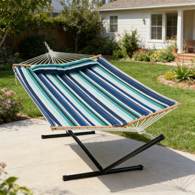 Two Person Hammock with Stand - Heavy Duty Outdoor Patio Hammock, 480lbs Capacity