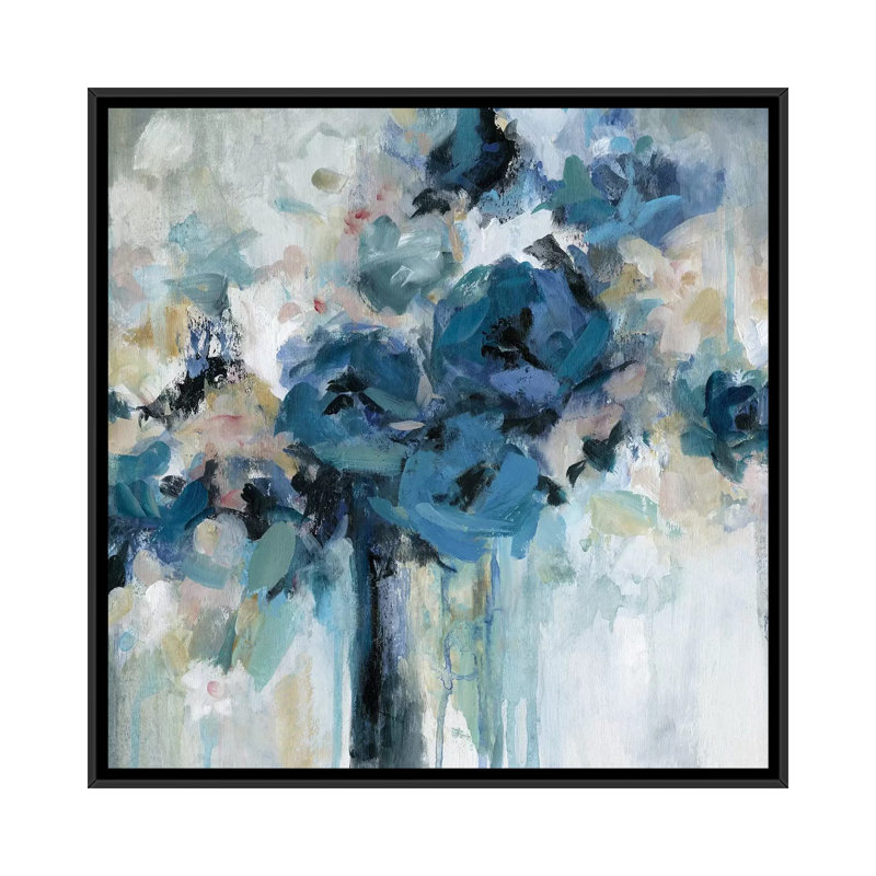 " Midnight Splash " by Carol Robinson Painting Print, 12" H x 12" W x 1.5" D, Black Framed
