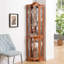 Armoire éclairée en verre avec portes et tablettes en verre trempé, charnière réglable pour le salon de la chambre à coucher au fini chêne, décor-131378600