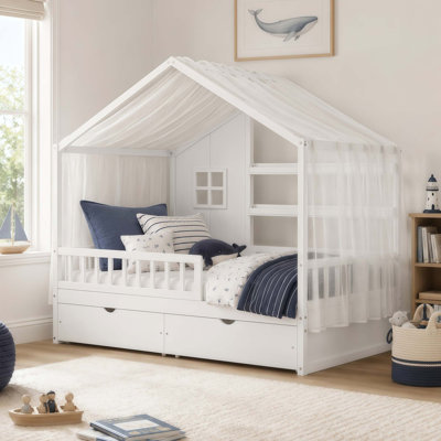 Structure de lit pour enfants avec garde-corps de sécurité et rangement sous le lit