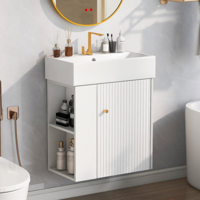 Table de salle de bain suspendue moderne 21,65 "avec plateau en céramique