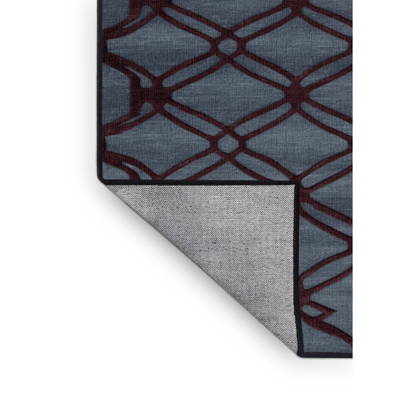 Tapis gris en treillis lavable à la machine, Carré 6 pi