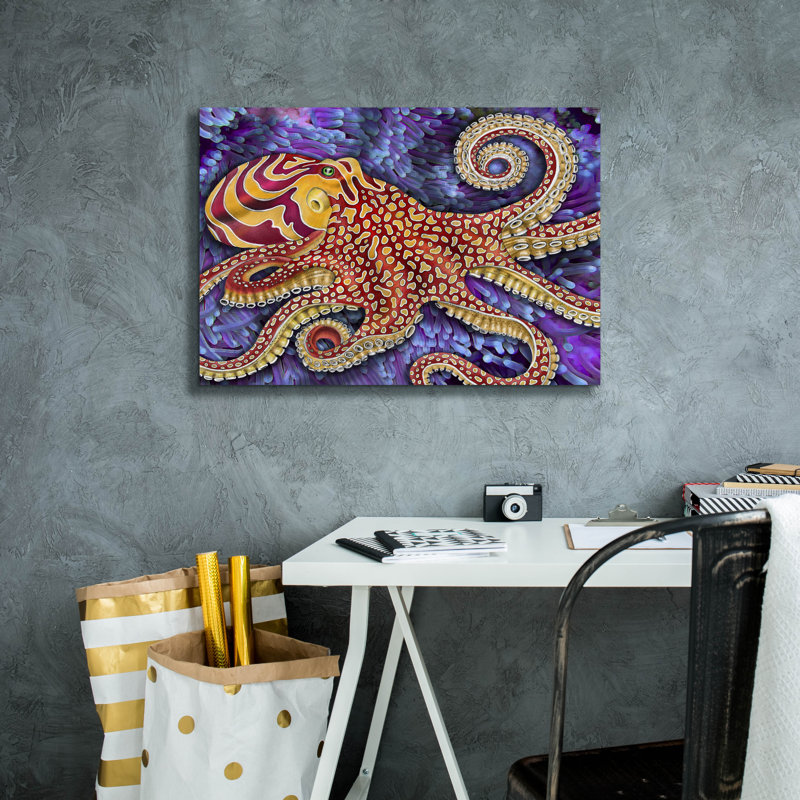  «Octopus 2» par Tim Jeffs, art mural sur toile, H 18 po x l 26 po