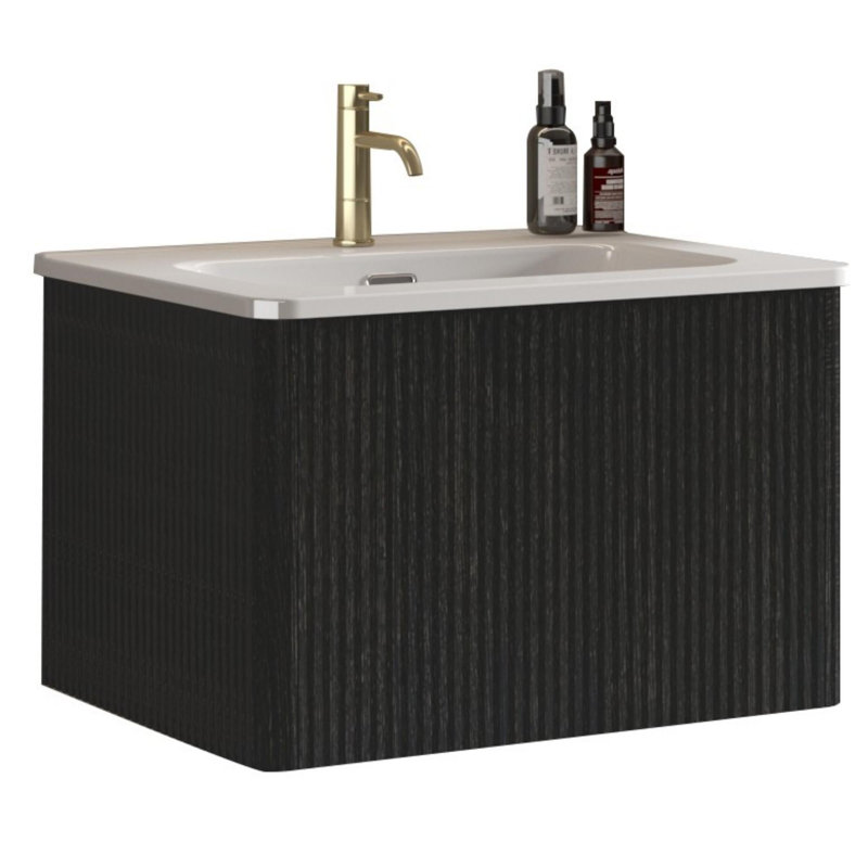 Meuble-lavabo 24 po avec lavabo en céramique, Noir