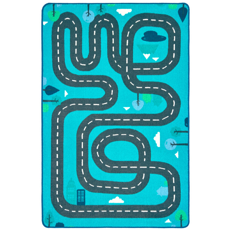 Tapis bleu tuffeté, Rectangle 4 pi x 6 pi