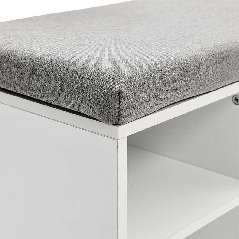 Lewan Linen Upholstered Storage Bench, White