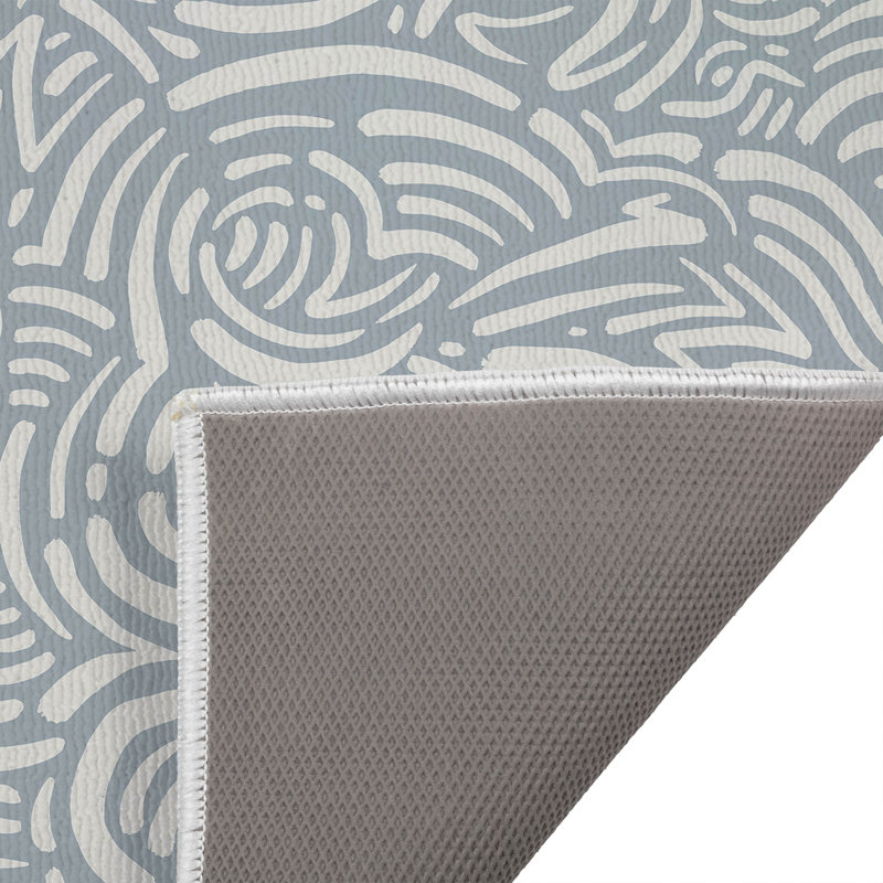 Tapis de toilette rectangulaire antidérapant et absorbant Cozy Swirl, L 34 po x L 21 po, Bleu ardoise / bleu géométrique