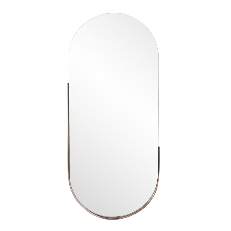 Dante Oval Stainless Steel Beveled Mirror, Rose Gold