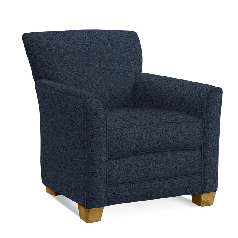 Buckley Upholstered Armchair, Natural Finish, Basic Navy; 0317-61