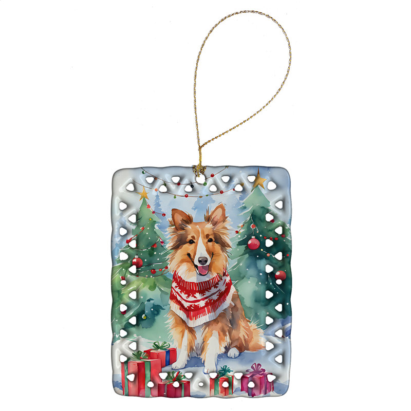 Ornement en porcelaine de Noël Sheltie, Sheltie 3649