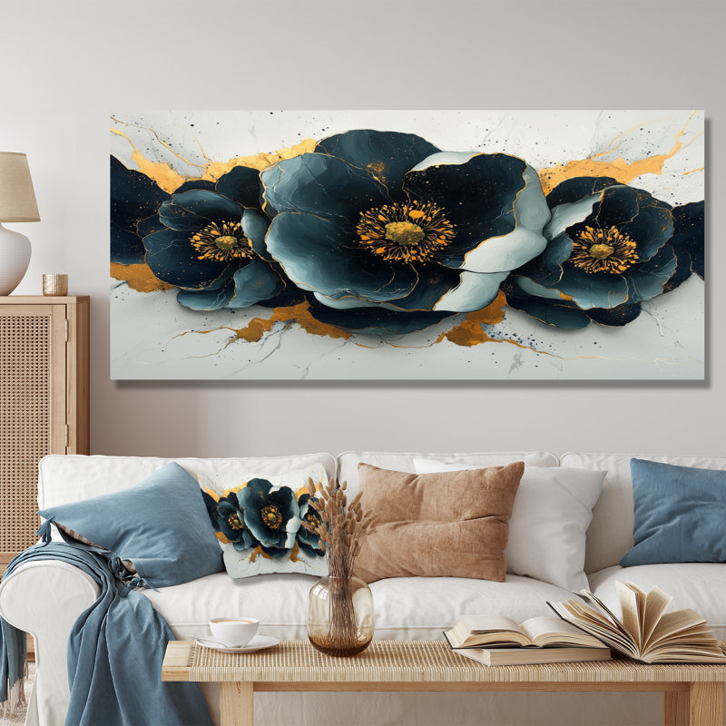 Pivoine moderne émeraude sur pierre émeraude III - décoration murale moderne en métal pivoine, H 28 po x l 60 po