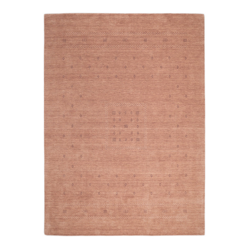 Simi Hand Knotted Cotton/Wool Southwestern Area Rug, Peach, Rectangle 9' x 12'