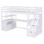 Lit mezzanine simple avec bureau et tablettes, deux tiroirs intégrés, escalier de rangement-850564198