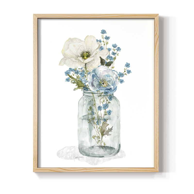 Mason Jar Blues I, reproduction encadrée - bois massif, H 11 po x l 9 po, Naturel