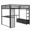 Lit mezzanine en métal avec DEL, bureau et 3 tiroirs de rangement