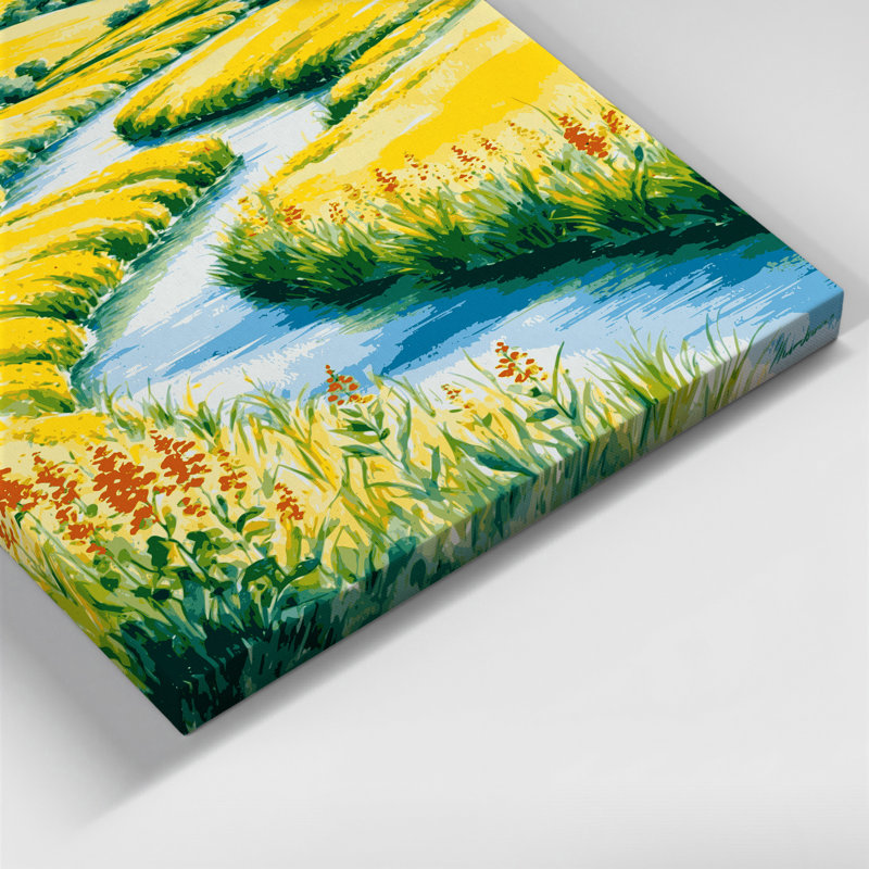 Aquarelle, paysage 23, art mural sur toile brune, H 14 po x l 11 po